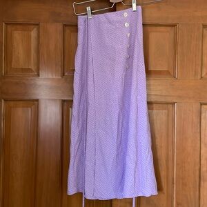 Rouje Purple Polka-Dot Midi Wrap Skirt, size 34